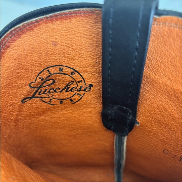 Lucchese Black Ranch Hand Leather Cowboy Boots - Picture 2 of 7